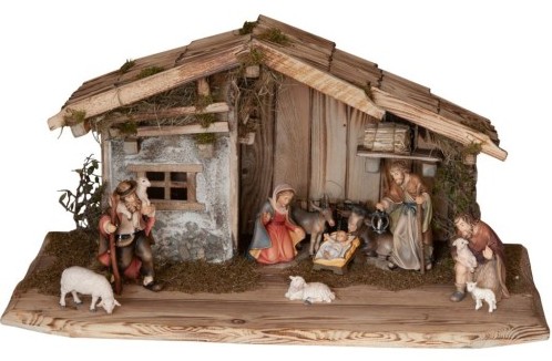 Nativity set Rasciesa with stable and 11 figurines