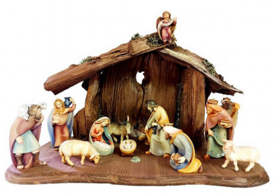 Moderný drevený vianočný betlehem