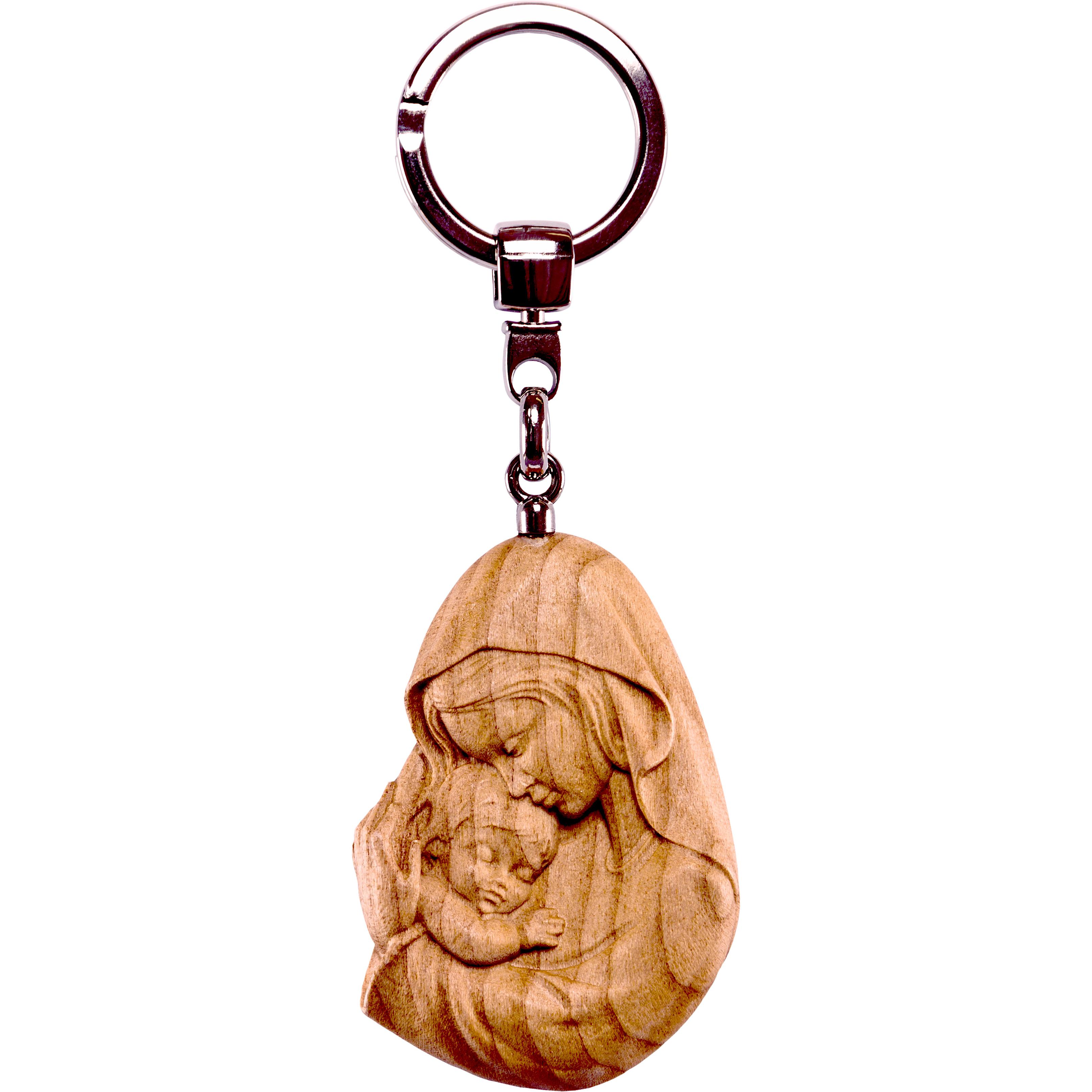 Keyring Virgin Mary with child cherry wood