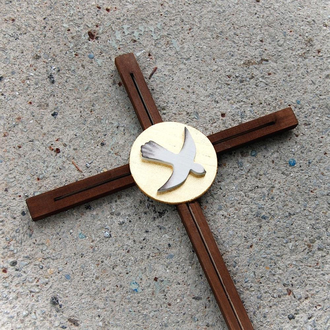 Confirmation Wall Cross with Golden Dove