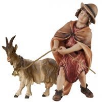 Pastier kozí ťahajúci kozu drevená figúrka soška do Betlehema