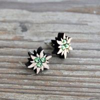 SG3-7 Green Flower Wooden Earrings