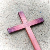 Modern Wooden Wall Cross Pink