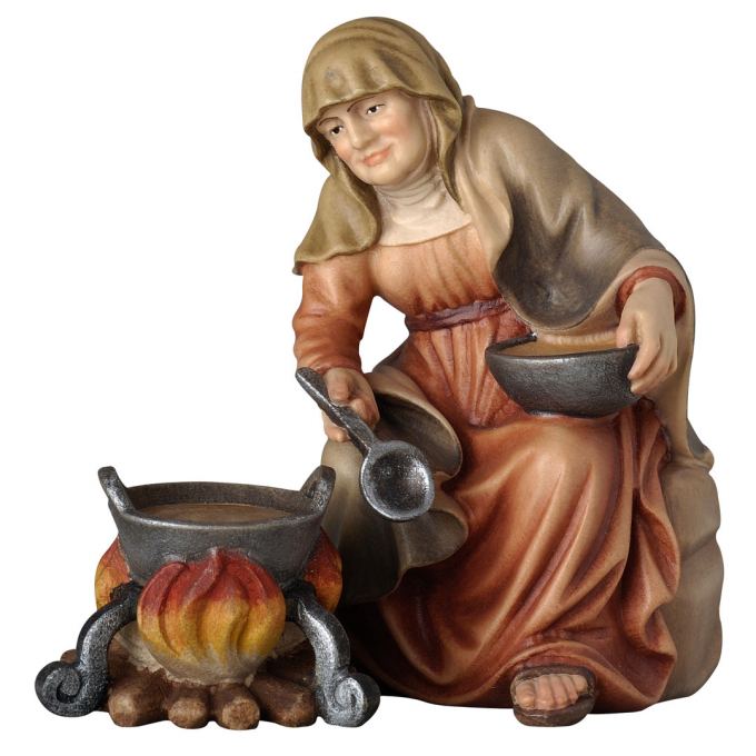 Starenka pri ohnisku drevená figúrka soška do Betlehema