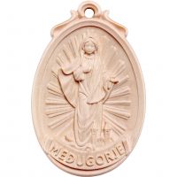 Drevený medailón Panna Mária Medžugorská