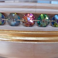 Drevená misa s krištáľom Vitrail Green