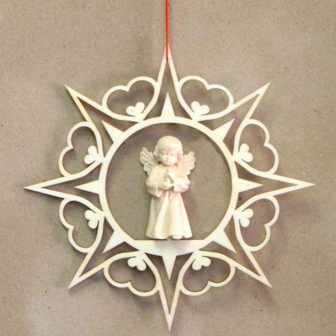 Krištáľová hviezda s anjelom a sviečkou