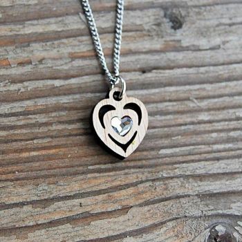 SG3-2 Crystal Heart Pendant Necklace