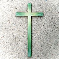 Drevený kríž Zelený-darček novomanželom-bývanie-kresťanské darčeky-katolické darčeky-darčeky pre veriacich