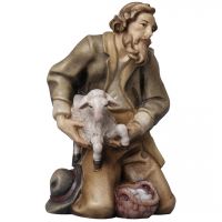 Kľačiaci pastier s ovečkou drevená soška figúrka do Betlehema