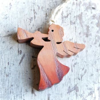 Drevený Anjel s Trúbkou natur-drevený anjel-vianočná dekorácia-závesný drevený anjel