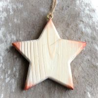 Plná Drevená hviezda medená-dekorácia drevená hviezda-vianočná dekorácia