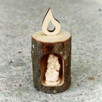 Holy Family in Wooden log candle 1