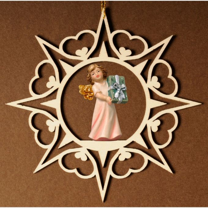 Srdcová hviezda s anjelom a darčekom