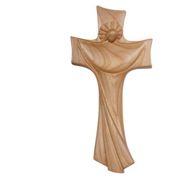 Drevený moderný kríž Vzkriesenie Ježiša Krista čerešňové drevo