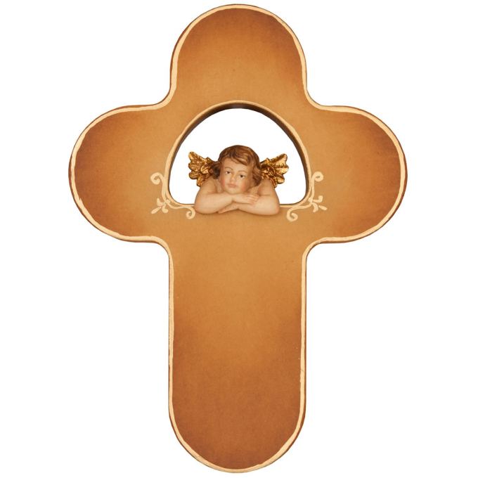 Detský kríž farebný s anjelom Raffaellom