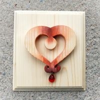 Drevený obraz Medené Tyrolské srdce - darček pre ženyDrevený obraz Medené Tyrolské srdce darček pre ženy