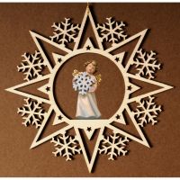 Krištáľová hviezda s anjelom a vločkou