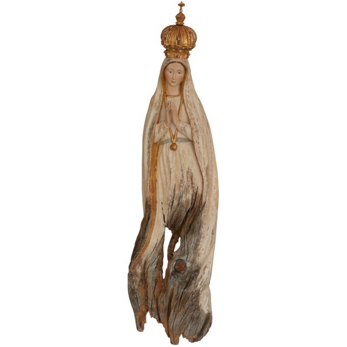 Panna Mária Fatimská s korunkou koreňová socha