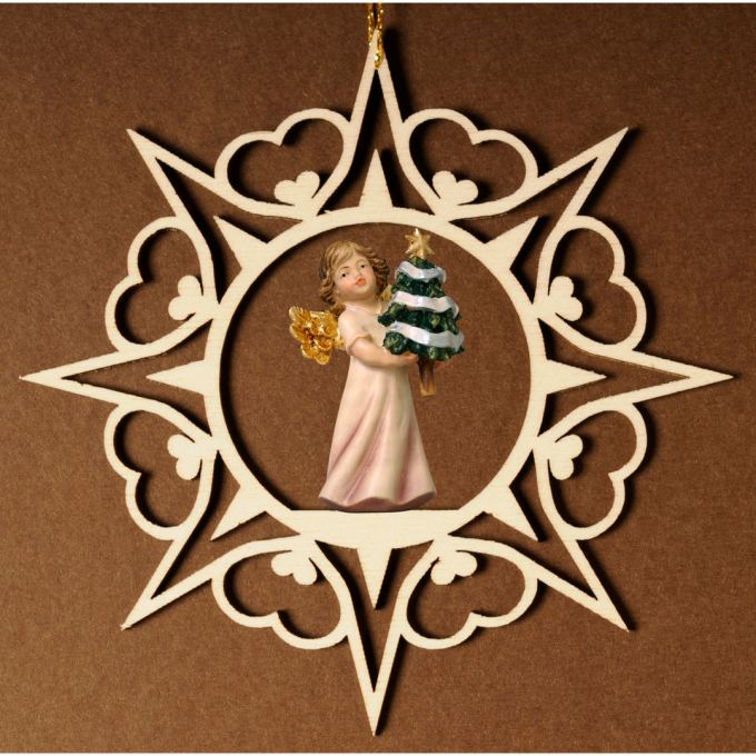 Srdcová hviezda s anjelom a stromčekom