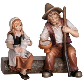 Dievča a pastier na lavičke drevená figúrka soška do Betlehema