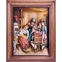 Drevený obraz " U starých rodičov"