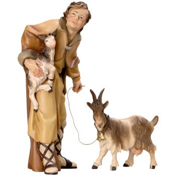 Pastier s kozou a kozliatkom drevená soška figúrka do Betlehema