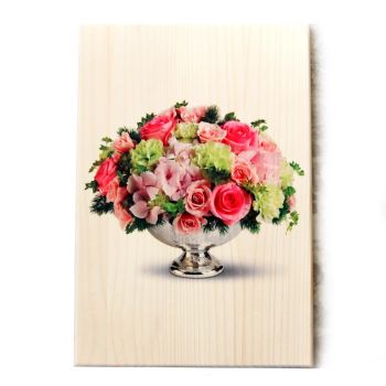 Kytica kvetov drevený obraz- wooden picture bunch of flowers