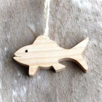 Malá Drevená Rybka natur-dekorácia drevená rybka-závesná drevená rybka