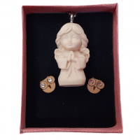 Darčeková sada náušnice sovy a kľúčenka anjel