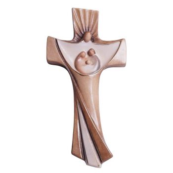 Moderný drevený kríž Svätá Rodina 