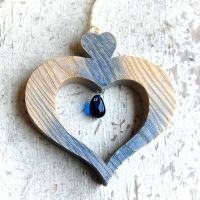 Tyrolské Drevené Srdce modré-drevené  Tyrolské srdce-dekorácia drevené srdce-darček pre ženy