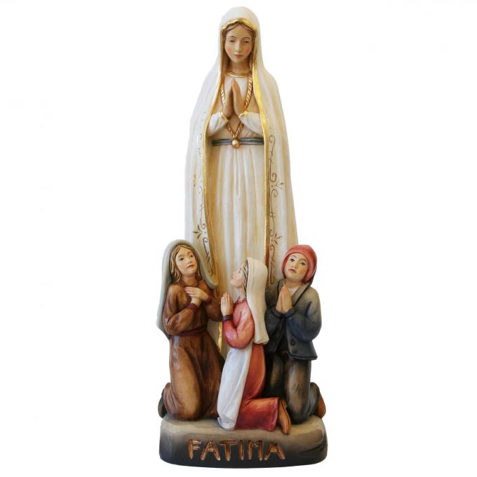 Panna Mária Fatimská s deťmi zo sklolaminátu