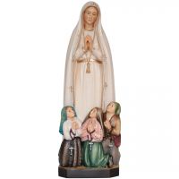 Panna Mária Fatimská s deťmi drevená socha