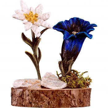 Drevená dekorácia Kvety na podstavci