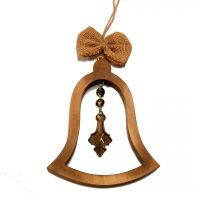 Drevený Zvonček hnedý-darček pre ženy-vianočná dekorácia-drevená dekorácia