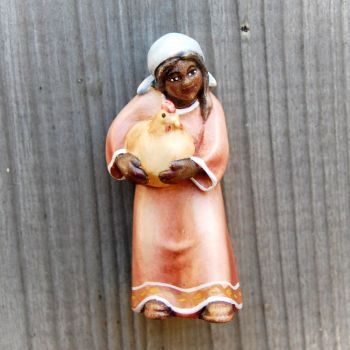 Shepherdess with Hen for wooden African Nativity set