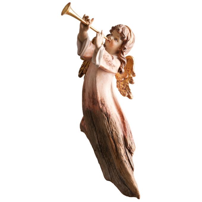 Alpský anjel s trombónom koreňová socha