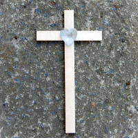 Small Wooden Wall Cross with Crystal Heart