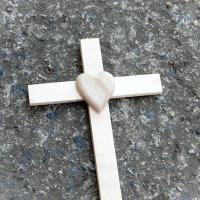 Small Wooden Wall Cross with Heart