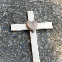 Small Wooden Wall Cross with Heart