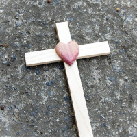 Small Wooden Wall Cross with Heart