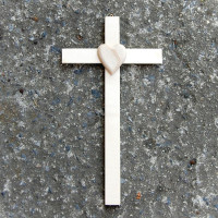 Small Wooden Wall Cross with Heart