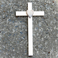Small Wooden Wall Cross with Heart