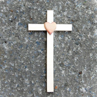 Small Wooden Wall Cross with Heart
