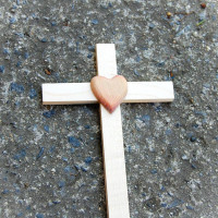 Small Wooden Wall Cross with Heart