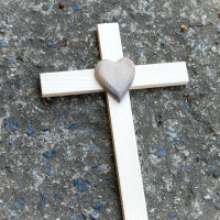 Small Wooden Wall Cross with Heart