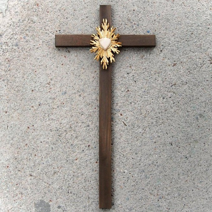 Wooden Wall Cross with Heart