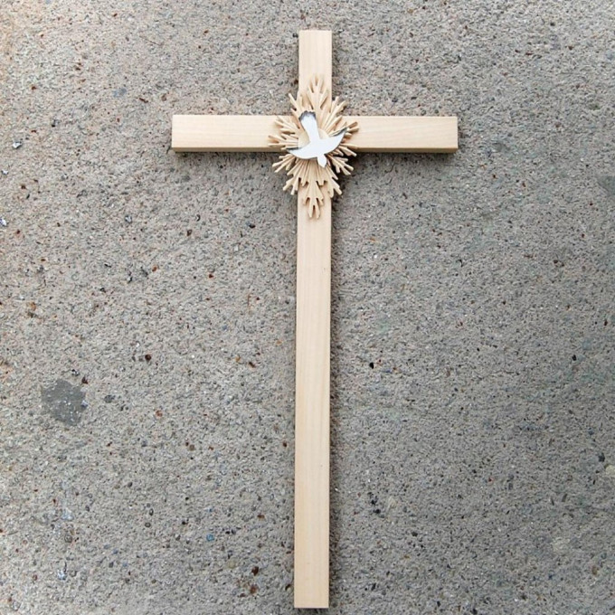 Large Wooden Wall Cross with Dove