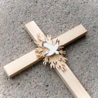 Large Wooden Wall Cross with Dove
